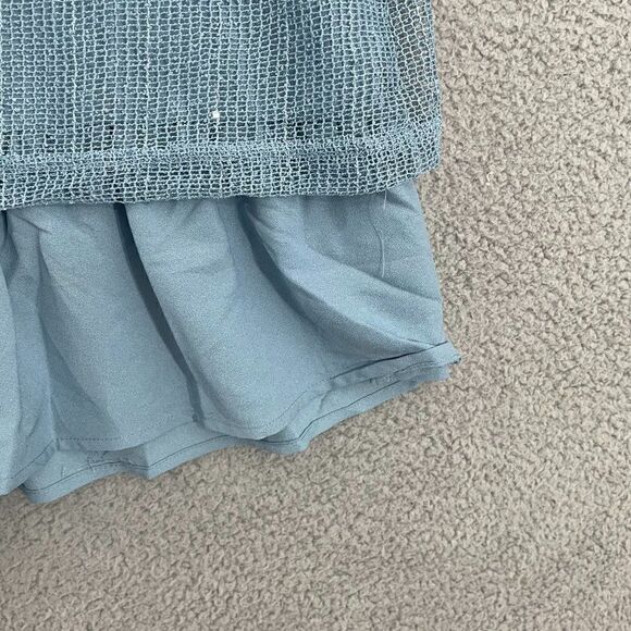 Simply‎ Noelle Women L/XL Sky Blue Sequined Layered Casual Tank - Picture 2 of 8